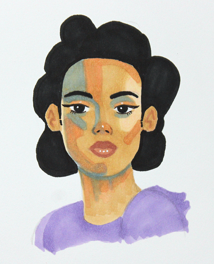 portrait; alcohol markers